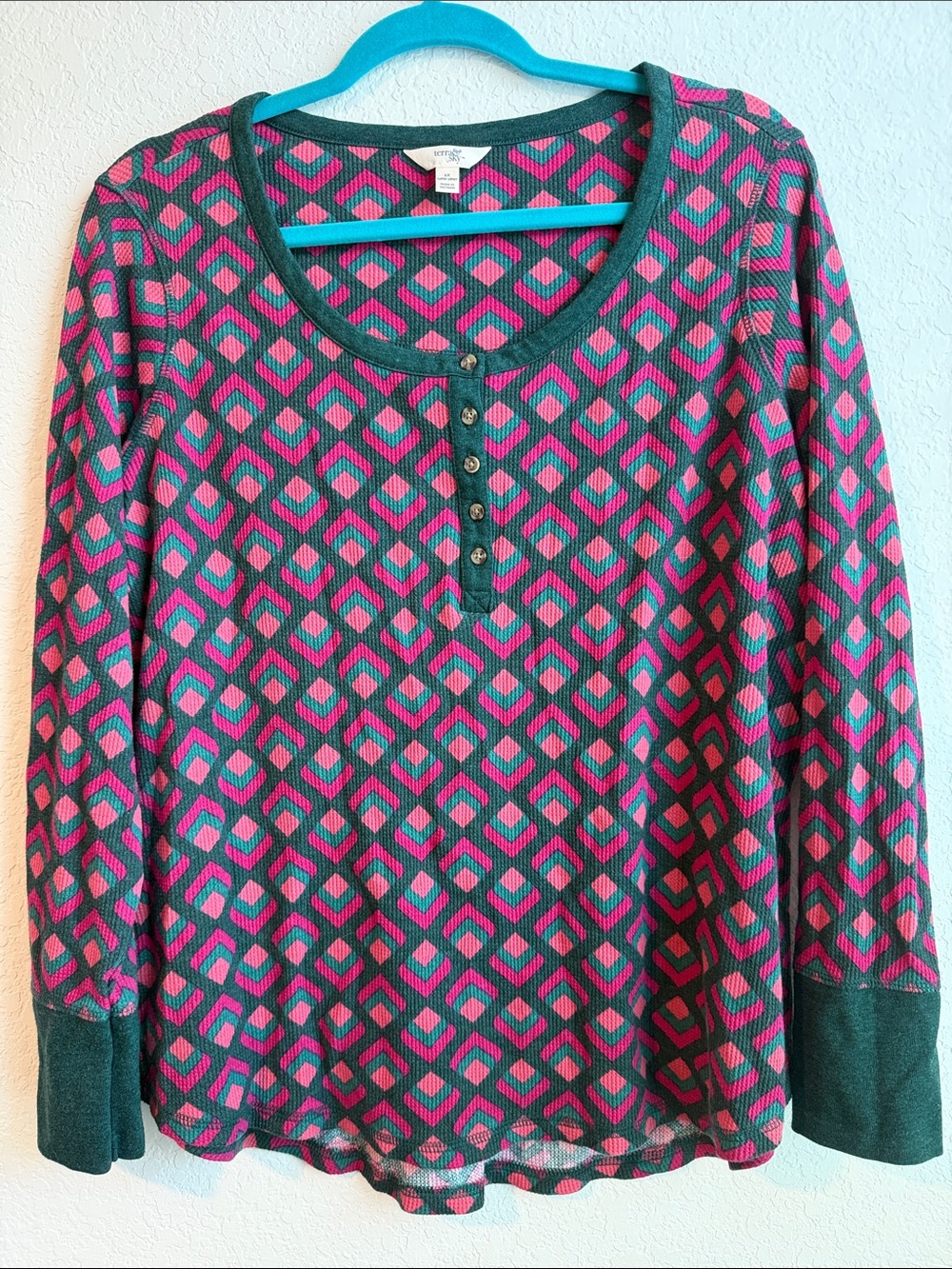 Terra Sky Geo-Print Long Sleeve Henley